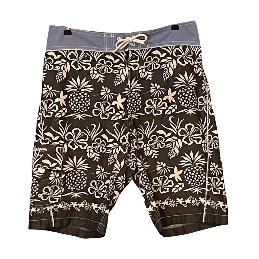 Tommy Bahama Board Shorts Size 32 Gray Floral‎ Resortwear Vacation Tropical